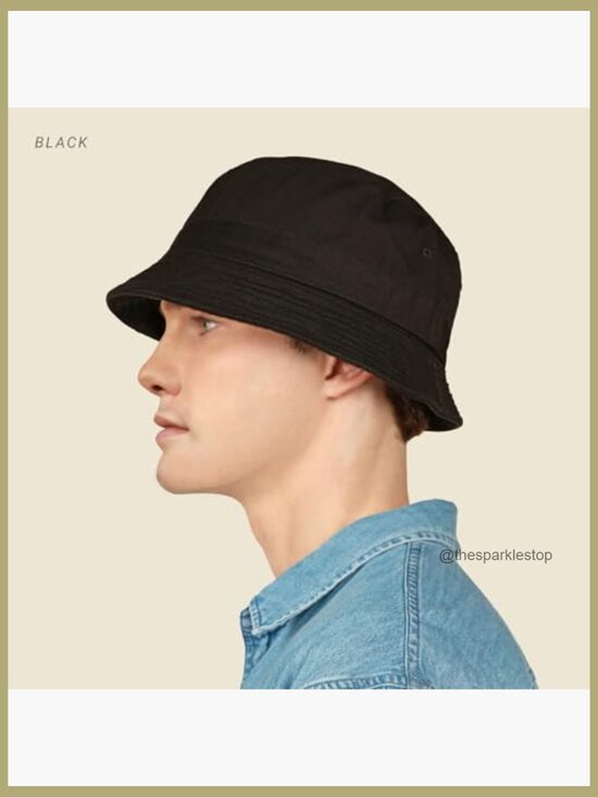 Cotton Bucket Hat with Adjustable Drawstring for Sun Protection